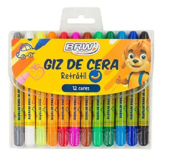 Imagem de Giz De Cera Retrátil Com 12 Cores Vibrantes Aquarelável - brw