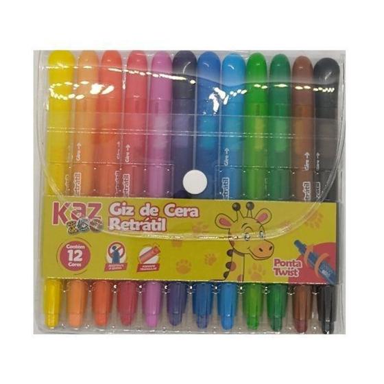 Imagem de Giz De Cera Retrátil Kaz Com 12 Cores