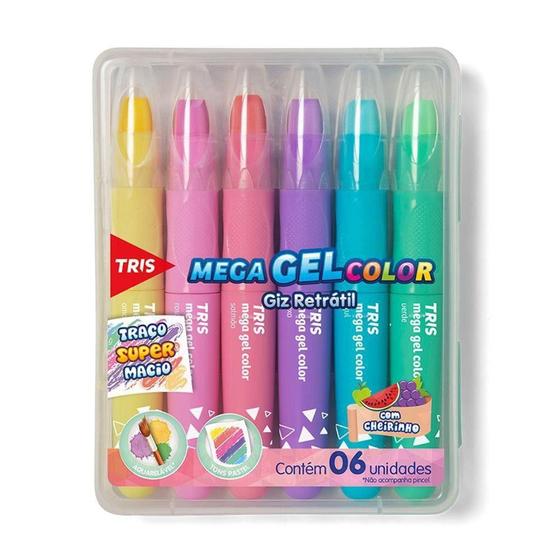 Imagem de Giz de Cera Retrátil Tris Mega Gel Color 6 Cores Pastéis