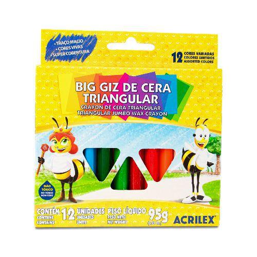 Imagem de Giz de Cera Triangular 12 cores Acrilex