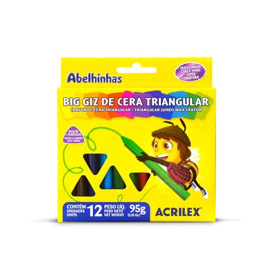 Imagem de Giz de cera triangular big jumbo 12 cores acrilex