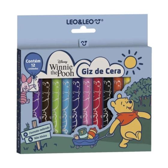 Imagem de Giz de cera ursinho pooh caixa com 12 cores - leo e leo