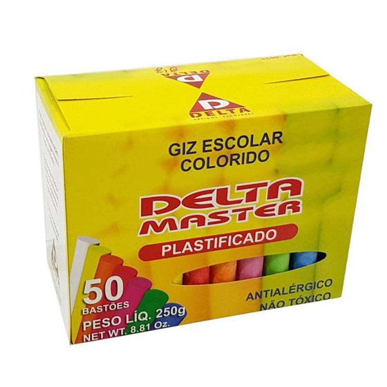 Imagem de Giz Escolar Colorido Caixa Com 50 Unidades Delta