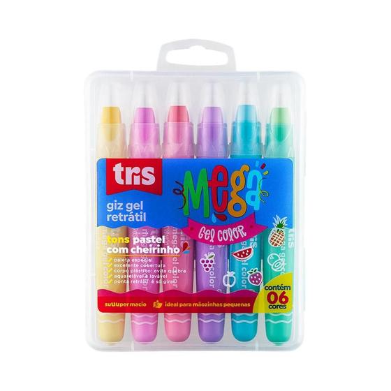 Imagem de Giz Gel Retrátil Tris Mega Gel Color 6 Cores Pastéis