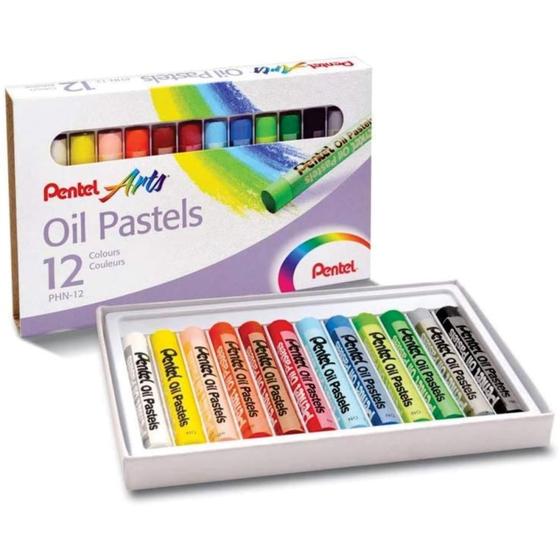 Imagem de Giz Pastel Oleoso Pentel 12 Cores