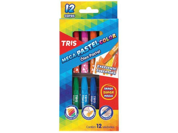 Imagem de Giz Pastel Oleoso Summit Tris Mega Pastel Color - 12 Cores