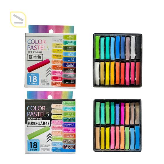 Imagem de Giz Pastel Seco 36 cores Basico Fluorescente Arte Colorir Pintar Papel Madeira Biscuit Eva Cabelo