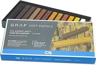 Imagem de Giz Pastel Seco Cis Graf Soft Pastels C/12 Tons Marrom
