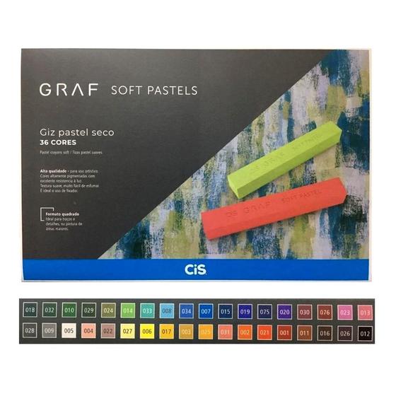 Imagem de Giz Pastel Seco Cis Graf Soft Pastels com 36 Cores