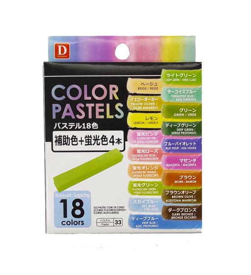 Imagem de Giz Pastel Seco Com 18 Cores Fluorescente Colorir E Pintar