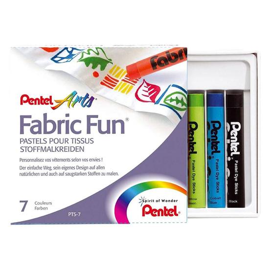 Imagem de Giz Pastel Seco Fabric Fun C/ 7 Cores Para Tecido - Pentel