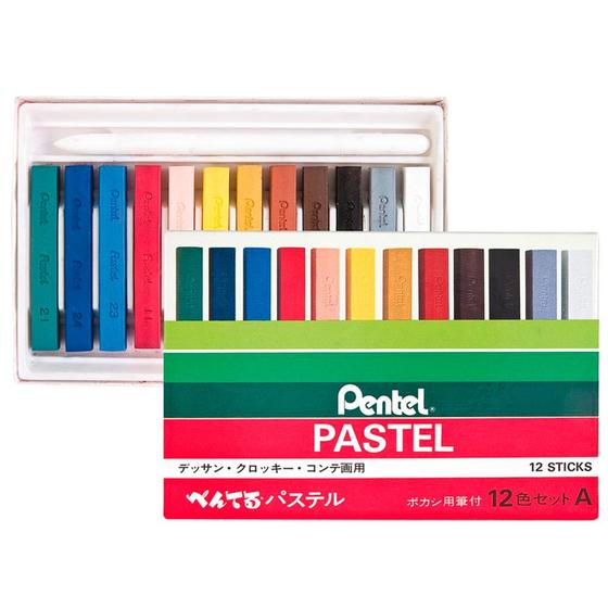 Imagem de Giz Pastel Seco Pentel c/ 12 cores (GA-12AD) - PENTEL