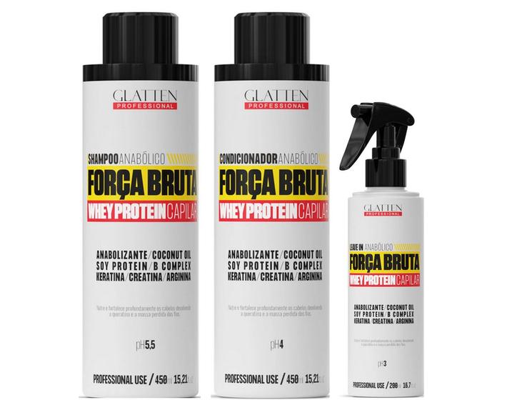 Imagem de Glatten Força Bruta Shampoo e Condicionador e Leave-in