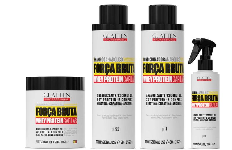 Imagem de Glatten Força Bruta Shampoo e Condicionador e Máscara e Leave-in