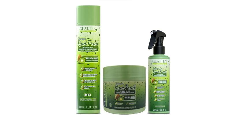 Imagem de Glatten Kiwi Fruit Shampoo e Máscara e Leave-in