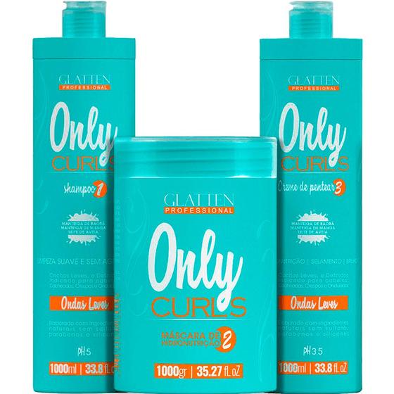 Imagem de Glatten Only Curls - Kit Cachos Ondas Leves Trio (3 Produtos)