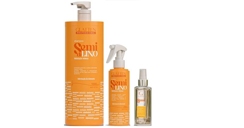 Imagem de Glatten Semi di Lino Shampoo 1 L e Leave-in e Sérum