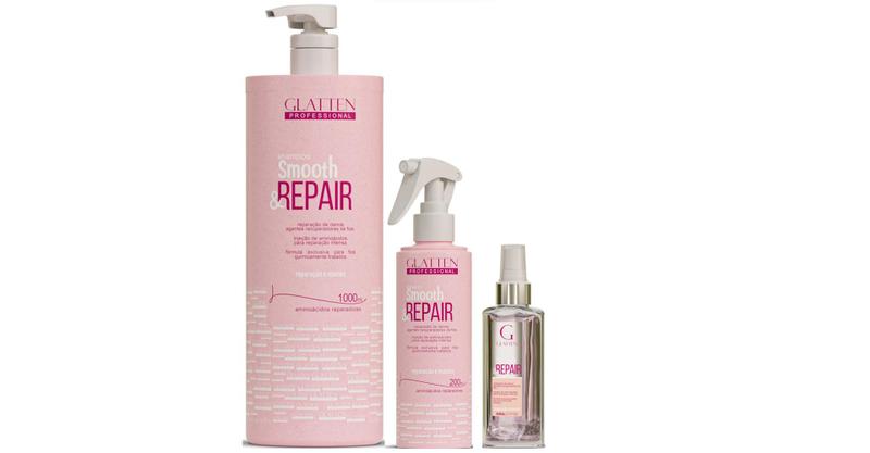 Imagem de Glatten Smooth & Repair Shampoo 1 L e Leave-in e Sérum