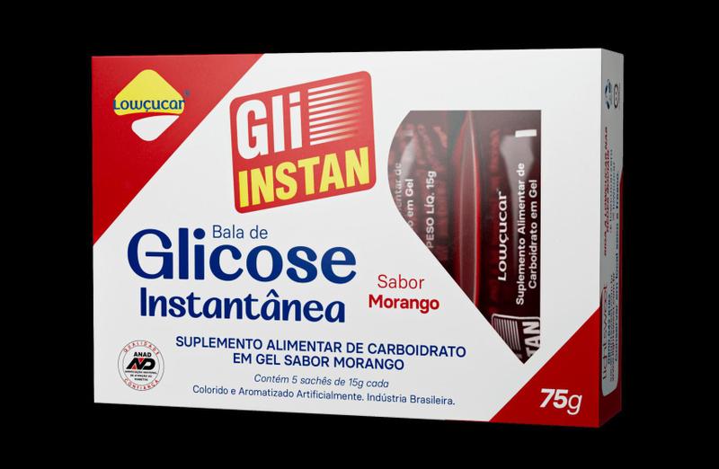 Imagem de Gli-Instan Lowçucar Sabor Morango Glicose Instantânea 5X15G