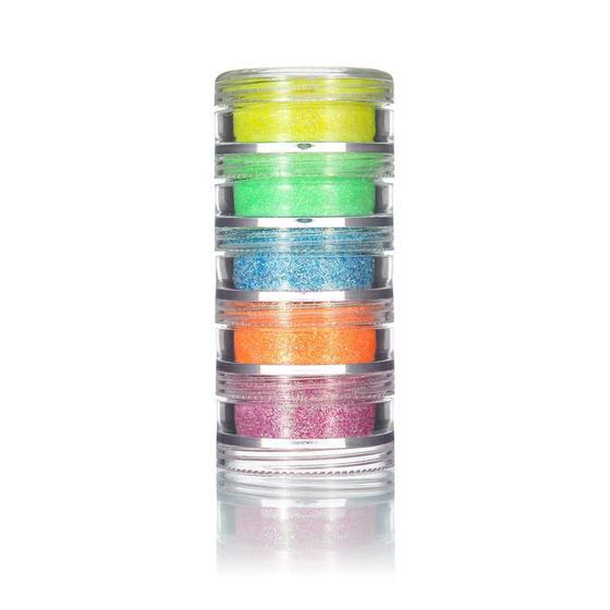 Imagem de Glitter De Cores Em Pó Iridescente Kit Com 5 Cores - Maquiagem Carnaval