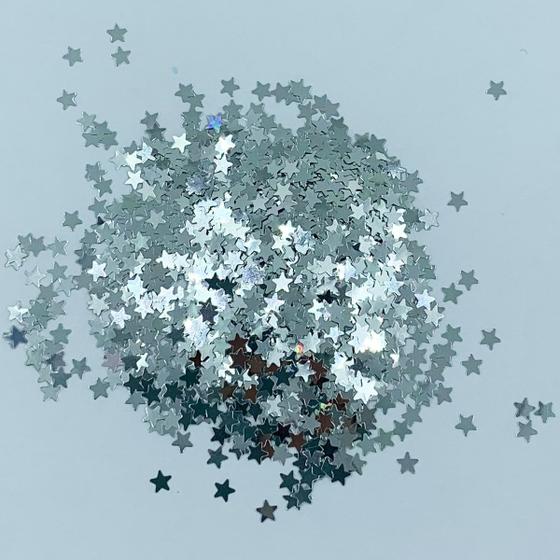 Imagem de Glitter Estrela Prateada Holográfico Laser Silver Star (30 g)