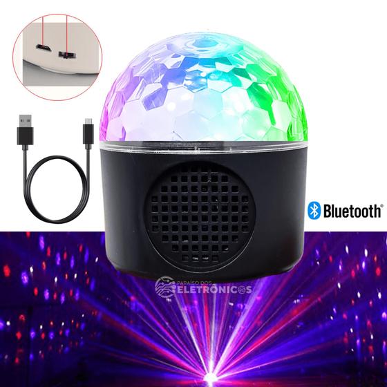 Imagem de Globo Bola Led Rgb Com Alto Falante Bluetooth Projetor Cor Preto XL911