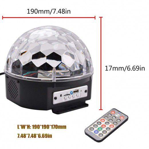 Imagem de Globo Bola Maluca Led Magic Cristal Rgb Bluetooth Som MP3 Pen Drive