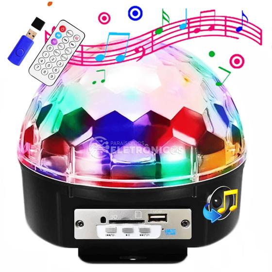 Imagem de Globo Bola Maluca Magica Cristal 6 LED 18W RGB USB Iluminação Para Festa LK306B6LED