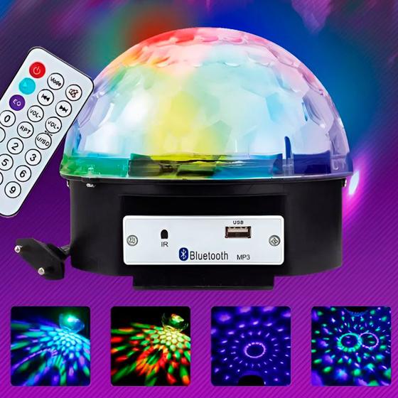 Imagem de Globo de Espelho Balada Luz Colorida Rotativa com Bluetooth