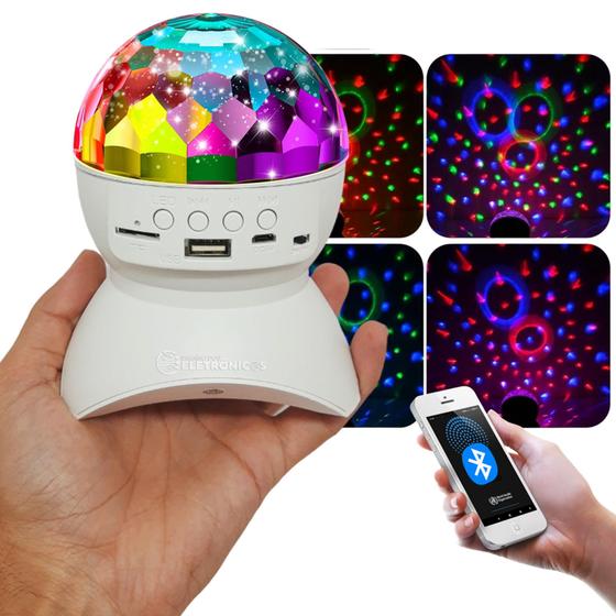 Imagem de Globo de Luz Bola Mágica RGB C/ Caixinha de Som Bluetooth Super Colorido Iluminação de Festa LEY2145