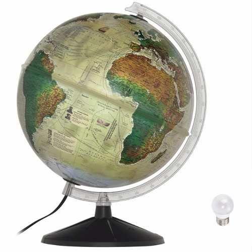Imagem de Globo Mapa Mundi Histórico Iluminado Bivolt Abajur 30cm