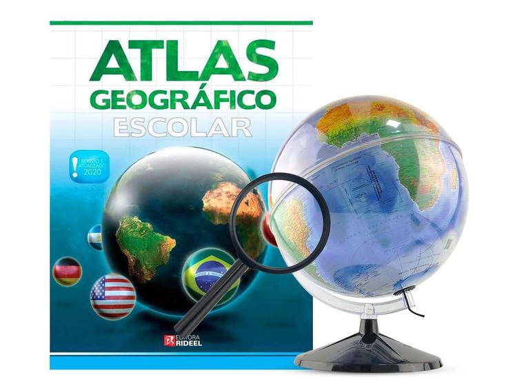 Imagem de Globo Profissional Mondo 30CM + Lupa + Atlas