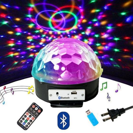 Imagem de Globo Projetor Luz de Balada RGB Giratório Musical Bluetooth