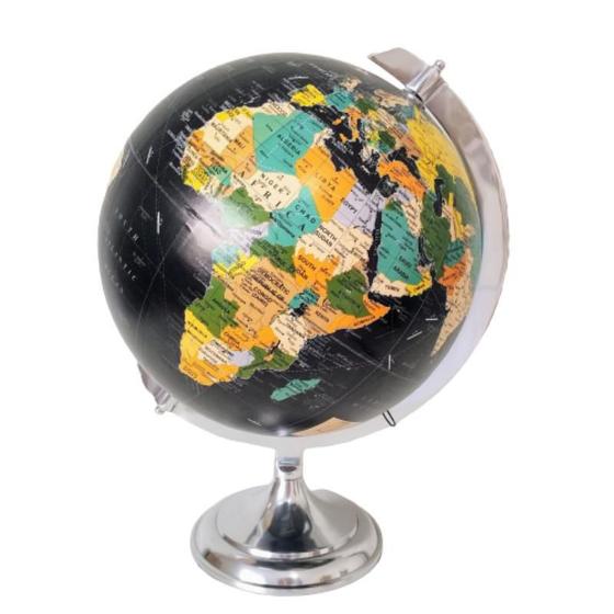 Imagem de Globo Terrestre Decorativo Preto Prata 42X33Cm Decoração