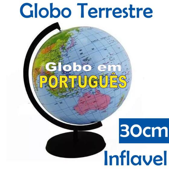 Imagem de Globo Terrestre Inflável Planisfério Escolar Geografia Mundi 30 cm - 30 cm