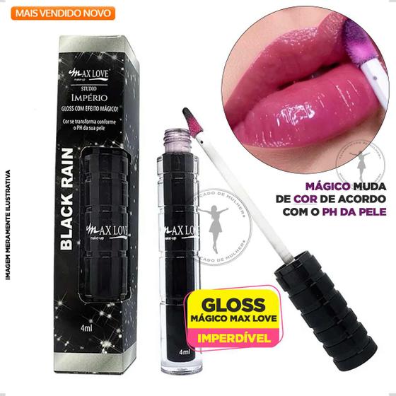 Gloss Efeito Mágico Black Rain Max Love 5ml MUDA COR PH Menor preço em Gloss Efeito Mágico Black Rain Max Love 5ml MUDA COR PH