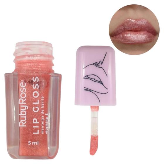 Imagem de Gloss Labial Ruby Rose Com Glitter Lip Gloss ShineC/Brilho