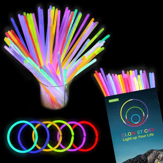 Imagem de Glow Sticks AIVANT 70 PCS 20 cm com conectores, suprimentos para festas