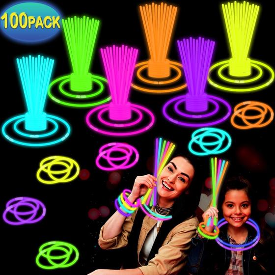 Imagem de Glow Sticks Leetous - Pacote com 100 Unidades (8cm) + Acessórios de Páscoa