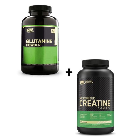 Imagem de Glutamina 300g + Creatina Micronizada 300g (Combo) - Optimum Nutrition