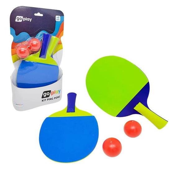 GO Play Kit Ping Pong Com 2 Raquetes e Bolinha MULTIKIDS Kit Ping