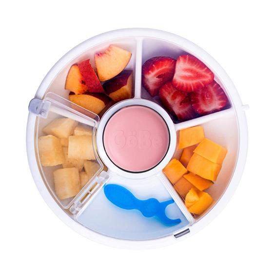 Imagem de GoBe Kids Snack Spinner - Recipiente de lanche reutilizável com 5 distribuidores de compartimento e tampa  BPA e PVC Free   segura de lava-louças Sem derramamento,  à prova de vazamentos para Crianças, Bebês, Casa, Viagem