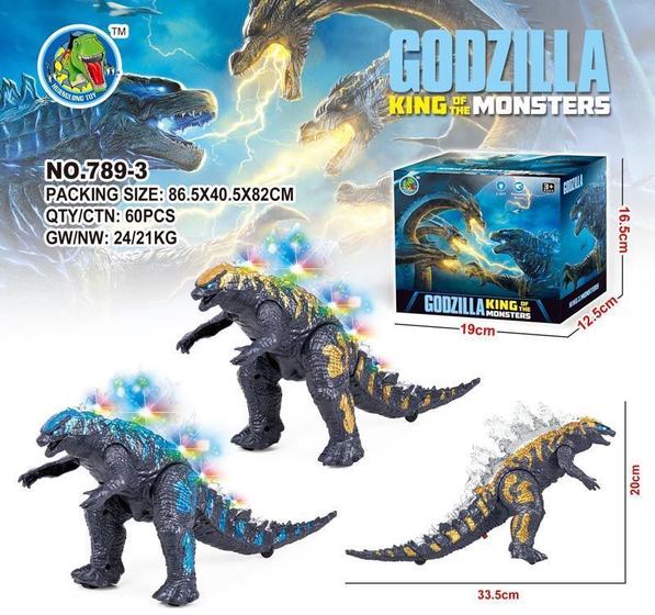 Imagem de Godzilla Dinossauro o Rei dos  Monstros Com Luz  Som e Movimento.