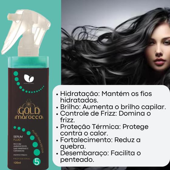 Imagem de Gold Marocco Fluido Para Escova 120ml Manga Rosa PROTETOR TERMICO TERAPIA