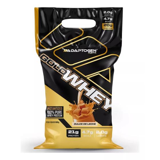 Gold Whey 100% Whey Protein 900g Doce de Leite Adaptogen Menor preço em Gold Whey 100% Whey Protein 900g Doce de Leite Adaptogen