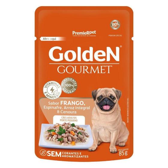 Imagem de Golden Sachê Gourmet Cães Adultos Raças Pequenas Frango e Espinafre 85g