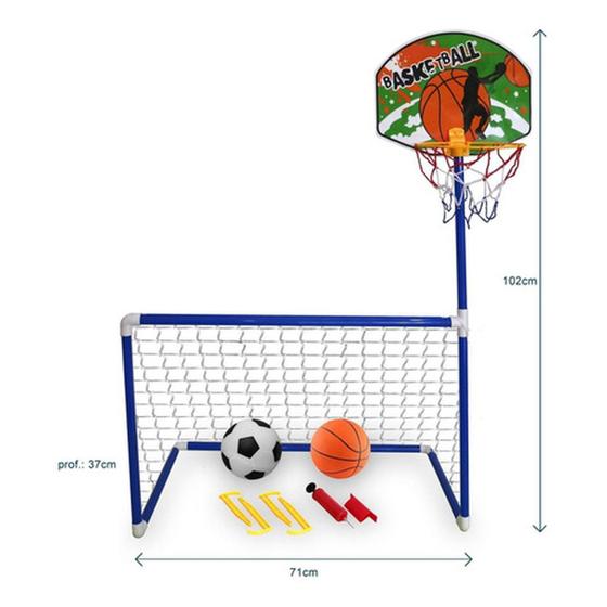 Bola Basquete Dourada Hiboom Com Suporte E Bomba - Tamanho 7 - Presente Esportivo