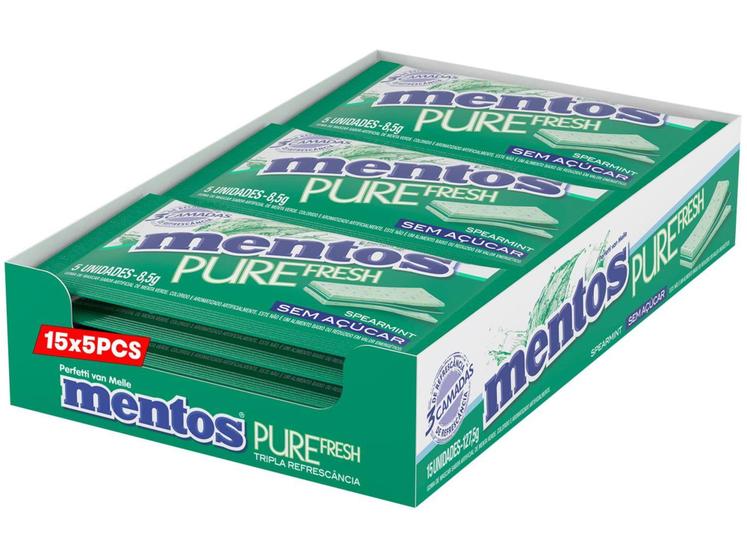 Imagem de Goma de Mascar Mentos Pure Fresh Spearmint sem Açúcar Display com 15 Slabs