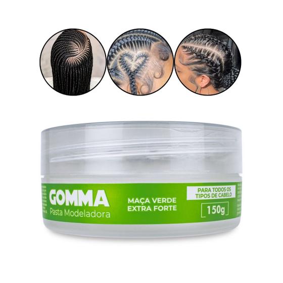 Imagem de Gomma Pasta Modeladora Transparente Extra Forte Definição Prolongada Penteado Topete Fixação Antifrizz Maçã Verde 150g Yelsew