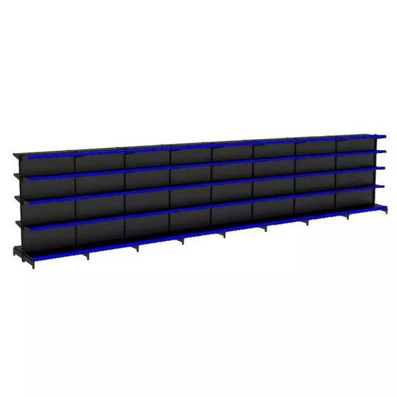 Imagem de Gondola Centro 170 Fit Ate 8 Metros Preto 80 Bandeja Pe Azul